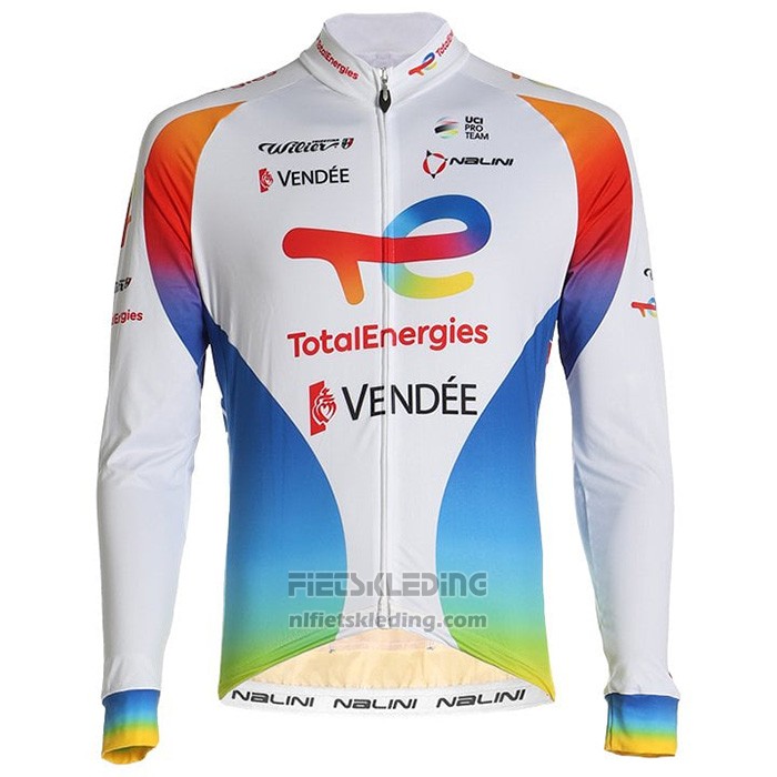 2021 Fietskleding Direct Energie Wit Rood Geel Blauw Lange Mouwen en Koersbroek